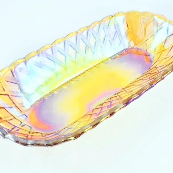 Iridescent Marigold Carnival Glass Bread Bowl - Picture 2 of 5